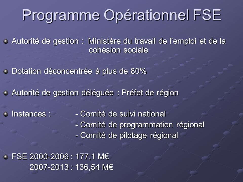Programme Opérationnel FSE