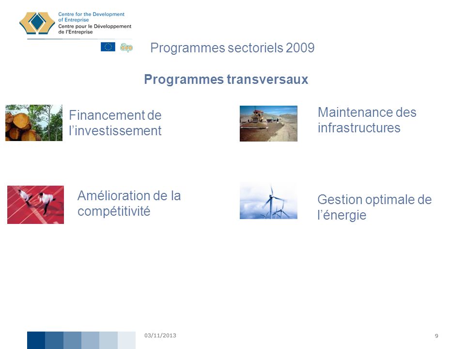 Programmes sectoriels 2009
