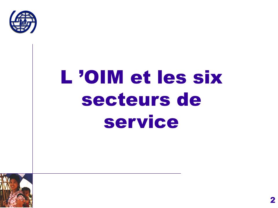 L ’OIM et les six secteurs de service