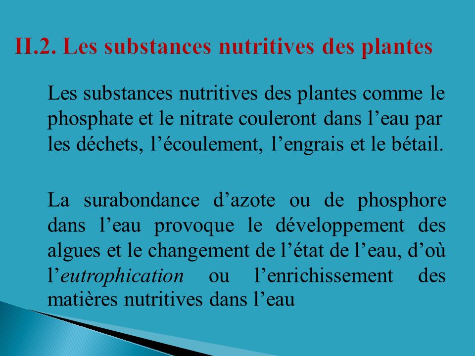 II.2. Les substances nutritives des plantes