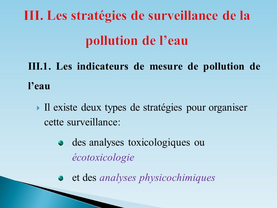 III. Les stratégies de surveillance de la pollution de l’eau