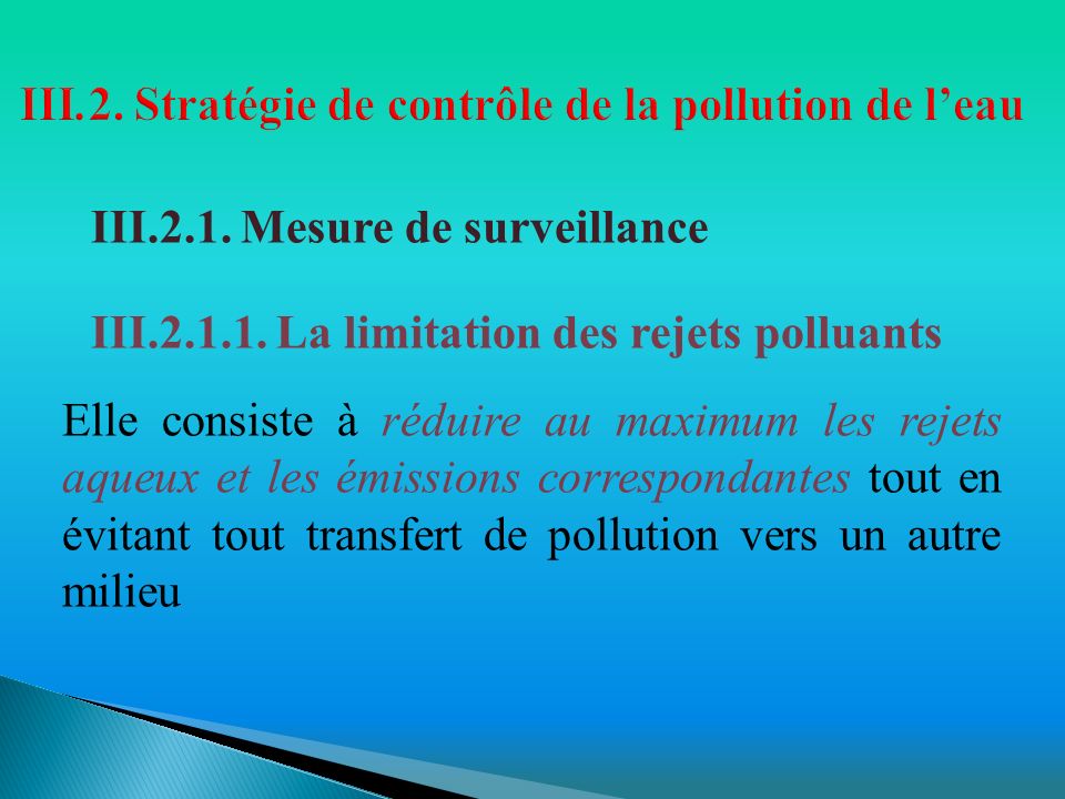 III.2. Stratégie de contrôle de la pollution de l’eau
