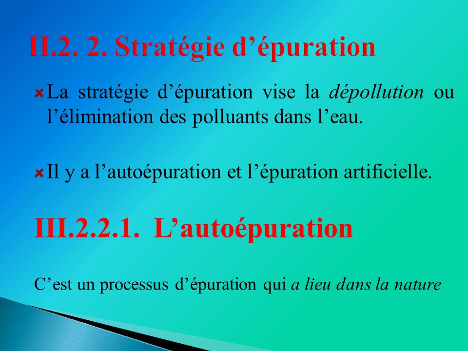 2. 2. Stratégie d’épuration