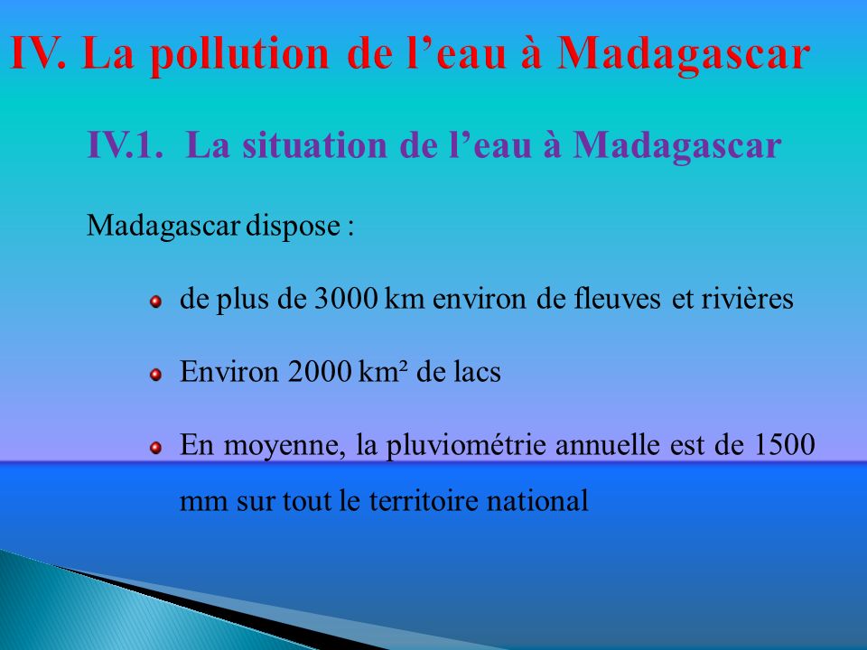 IV. La pollution de l’eau à Madagascar