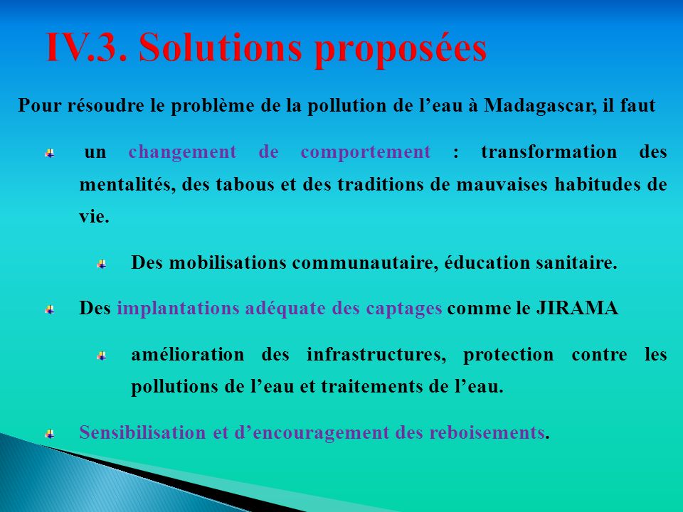 IV.3. Solutions proposées