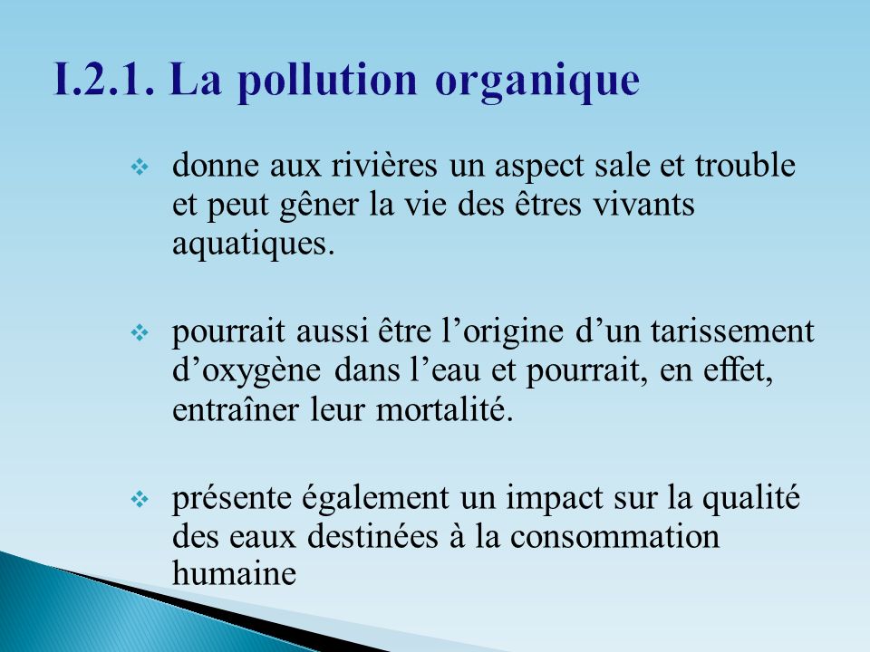 I.2.1. La pollution organique