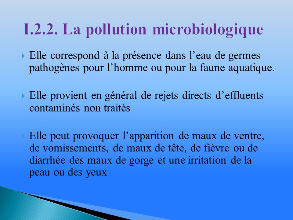 I.2.2. La pollution microbiologique