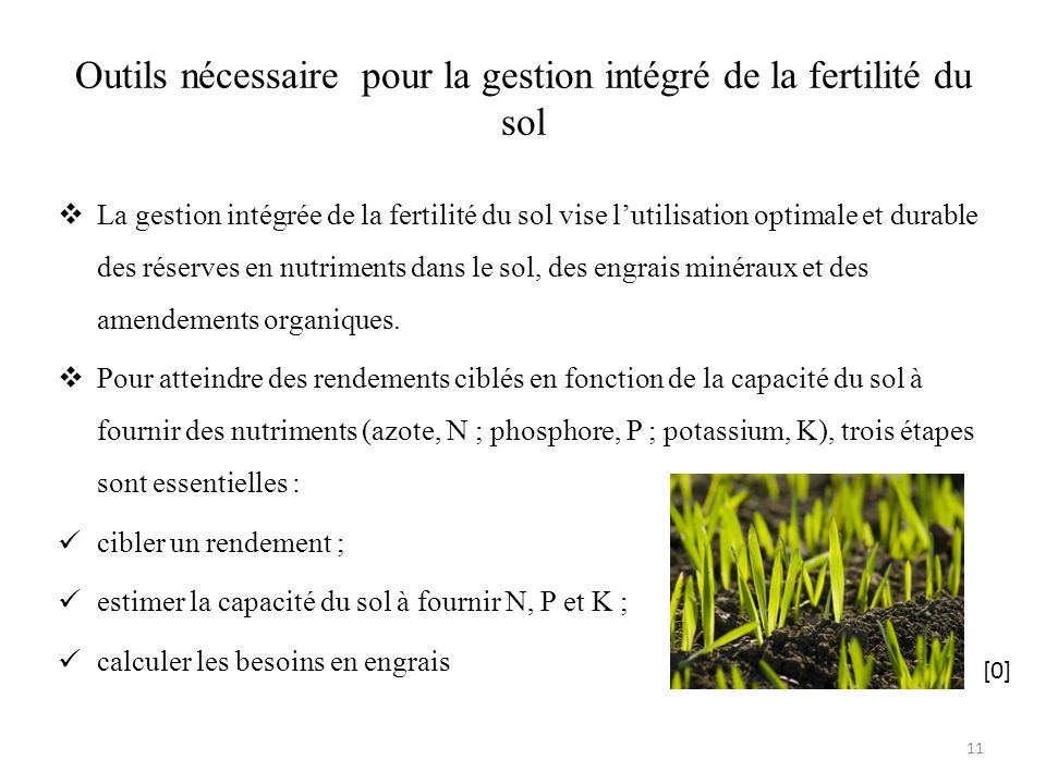 Outils nécessaire pour la gestion intégré de la fertilité du sol