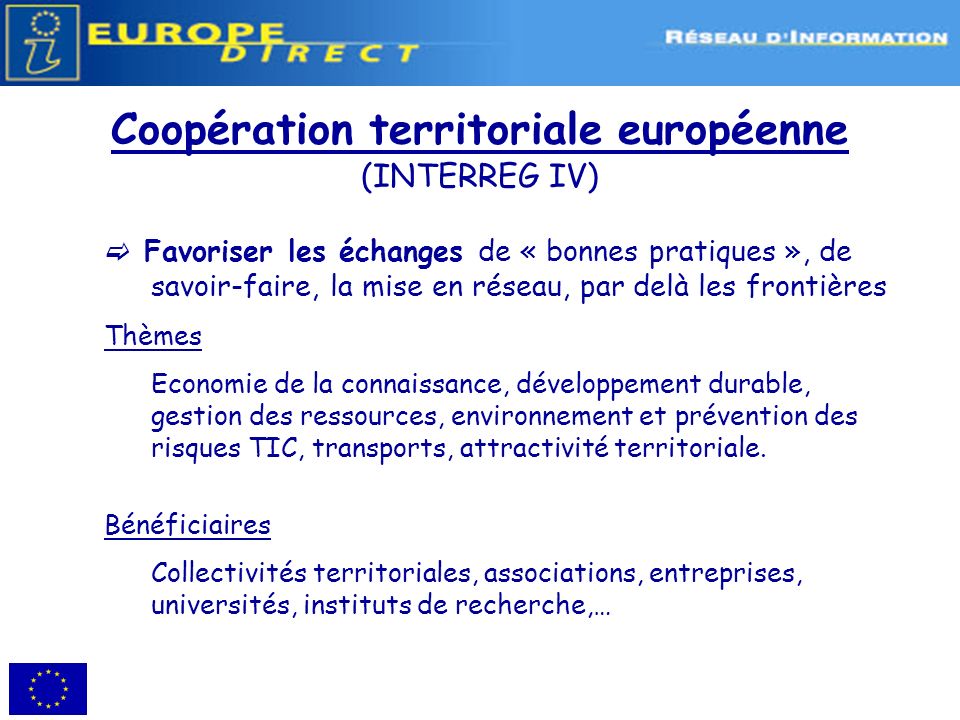Coopération territoriale européenne (INTERREG IV)