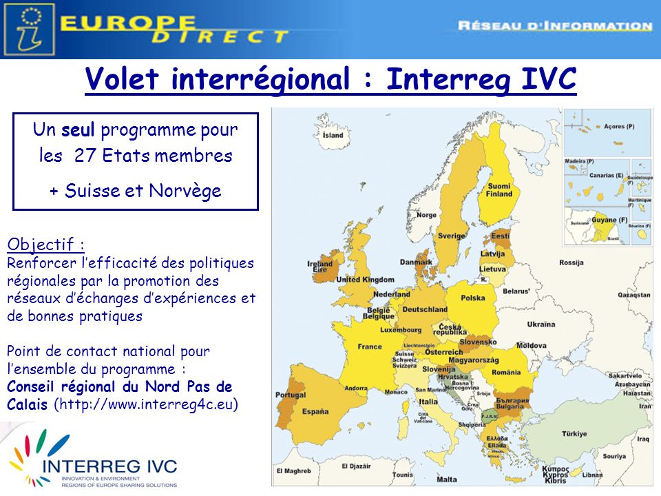 Volet interrégional : Interreg IVC