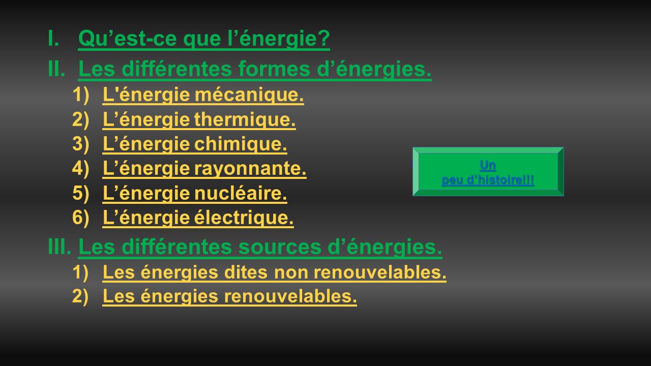 Qu’est-ce que l’énergie Les différentes formes d’énergies.
