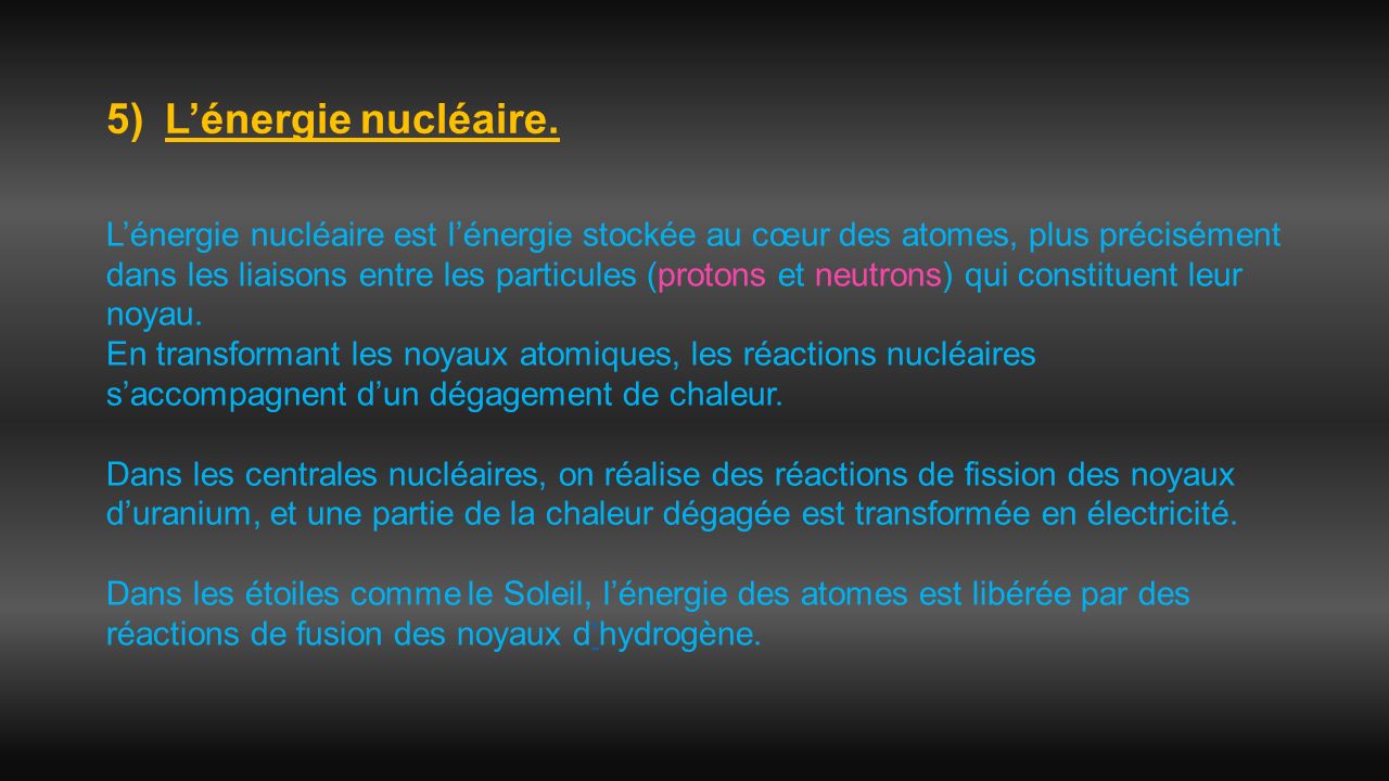 L’énergie nucléaire.