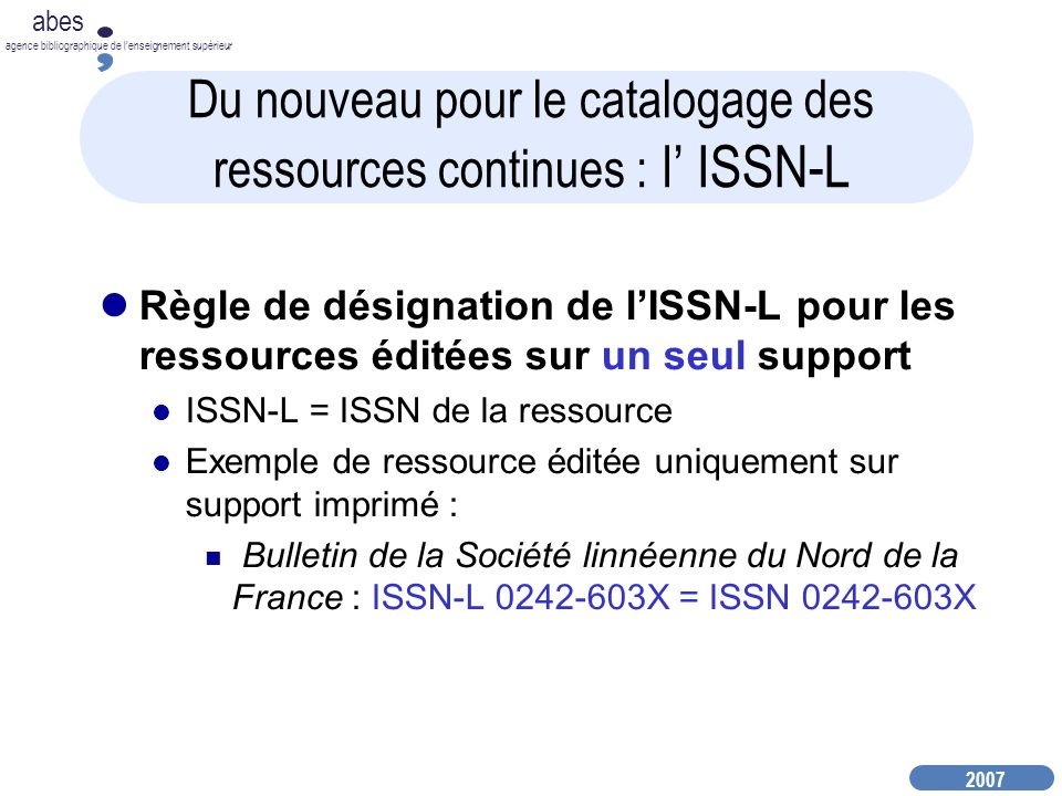 Du nouveau pour le catalogage des ressources continues : l’ ISSN-L