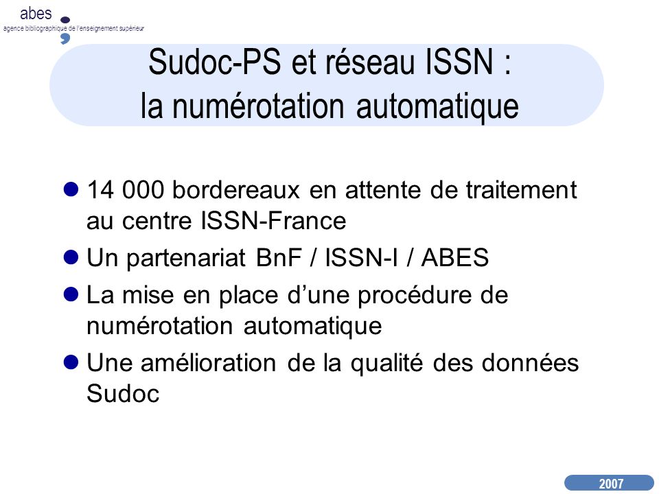 Sudoc-PS et réseau ISSN : la numérotation automatique