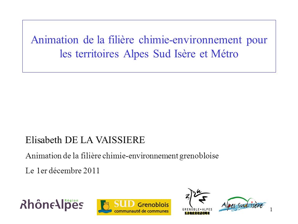 Animation de la filière chimie-environnement pour les territoires Alpes Sud Isère et Métro