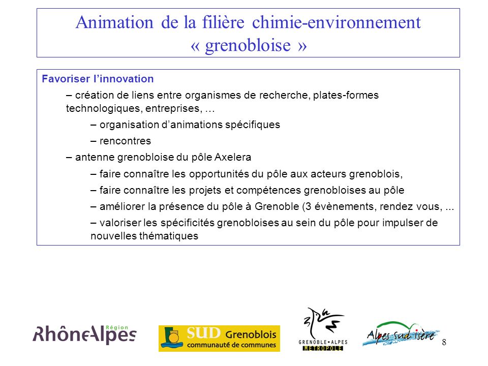 Animation de la filière chimie-environnement « grenobloise »