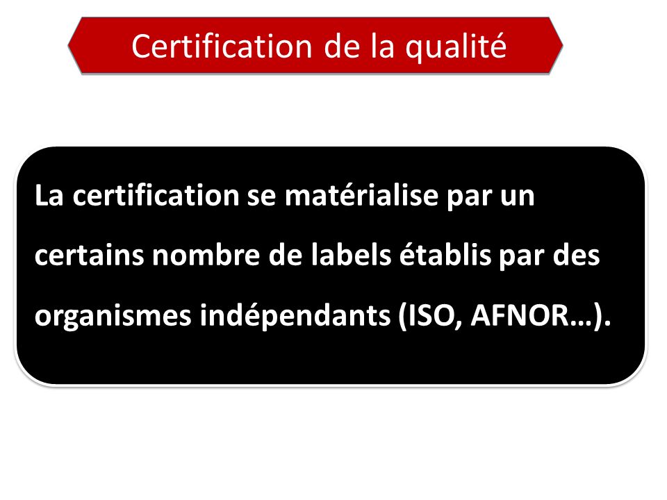 Certification de la qualité
