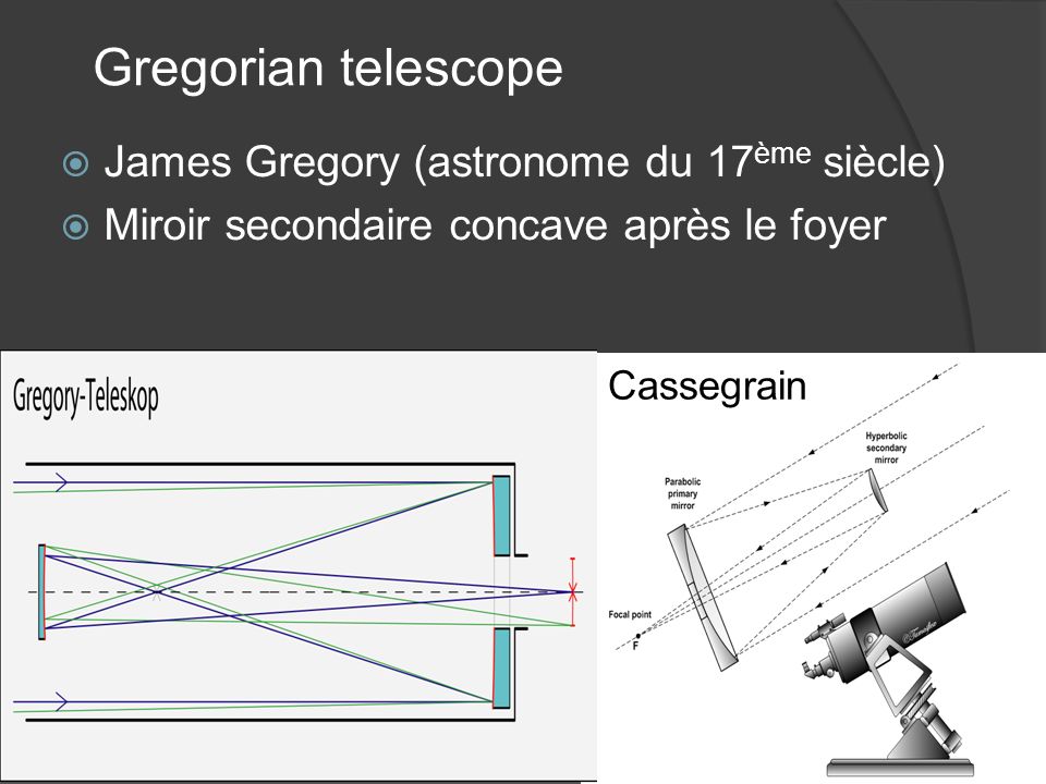 Gregorian telescope James Gregory (astronome du 17ème siècle)