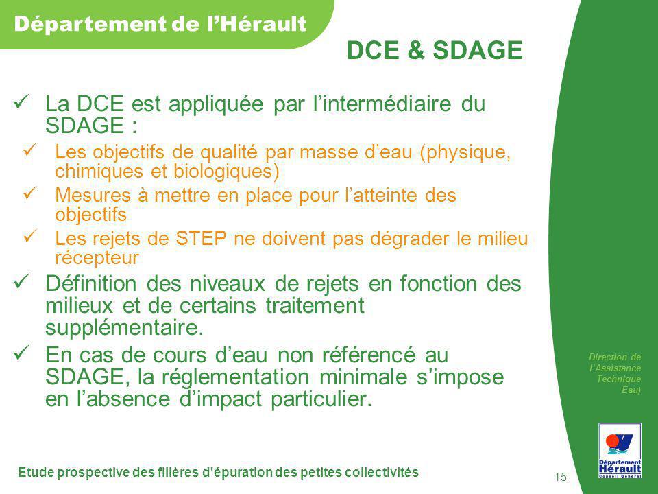 DCE & SDAGE La DCE est appliquée par l’intermédiaire du SDAGE :