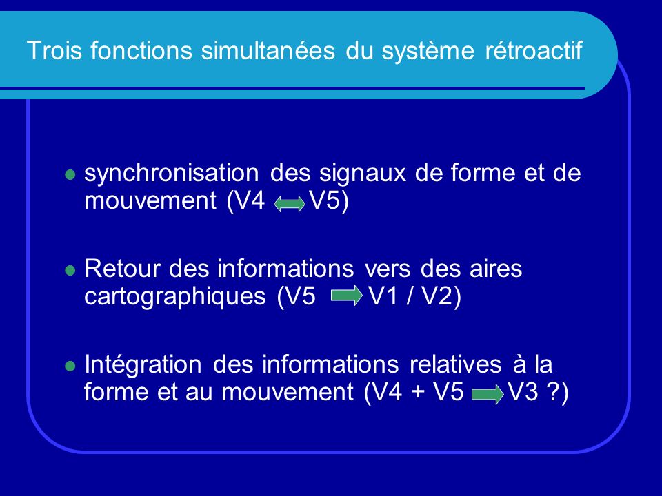 Trois fonctions simultanées du système rétroactif