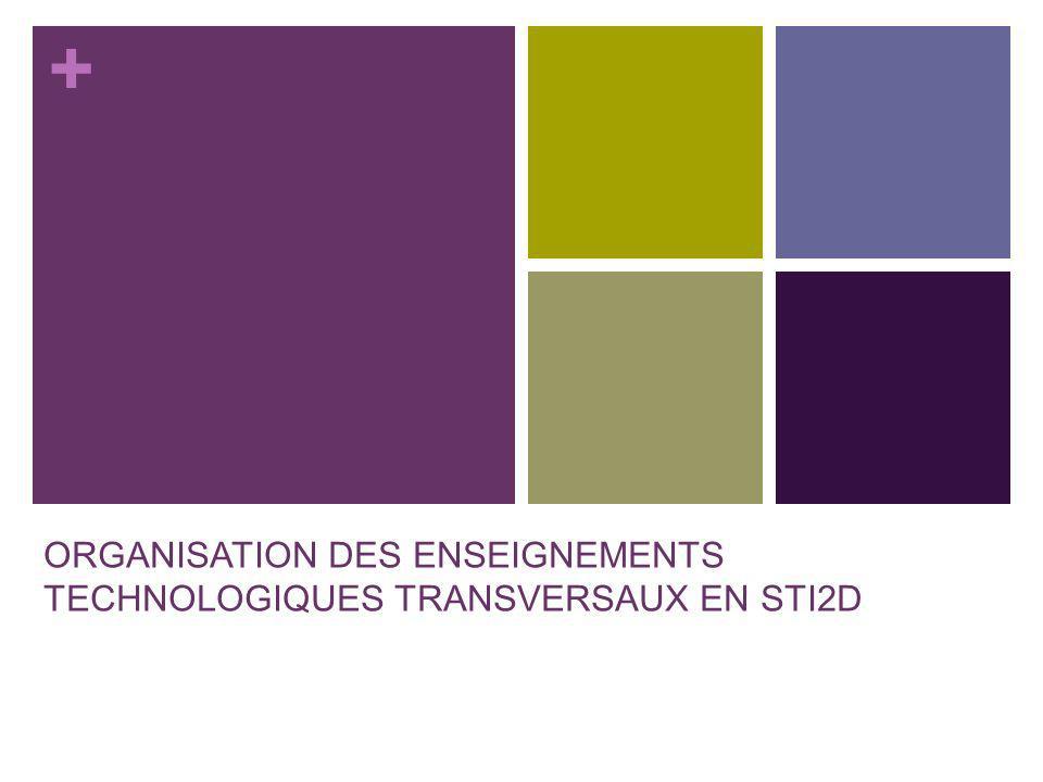 ORGANISATION DES ENSEIGNEMENTS TECHNOLOGIQUES TRANSVERSAUX EN STI2D