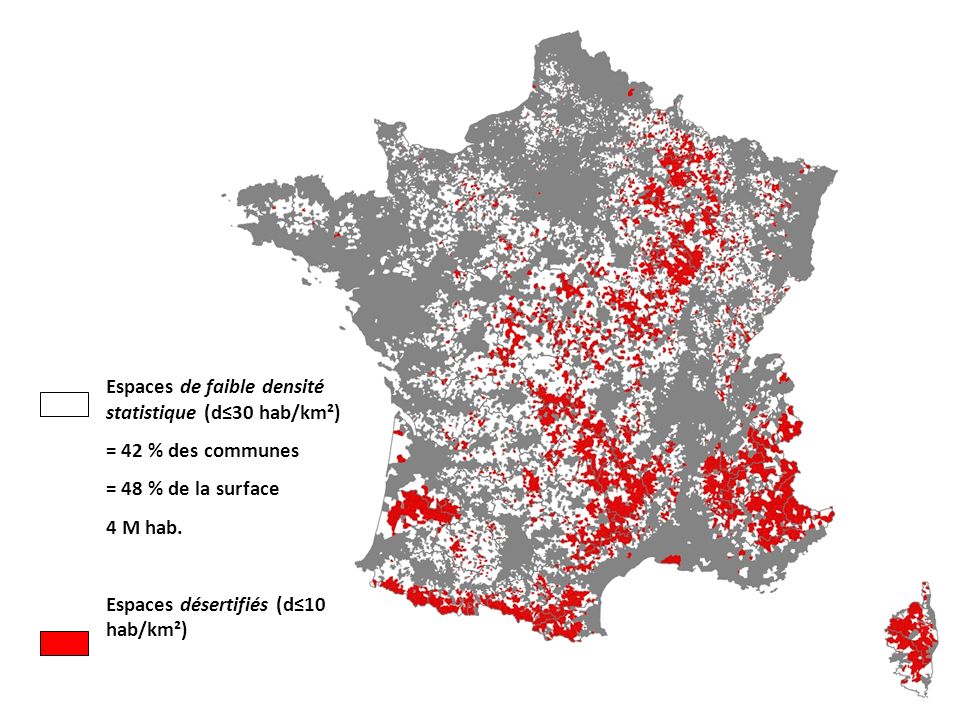 Espaces de faible densité statistique (d≤30 hab/km²)
