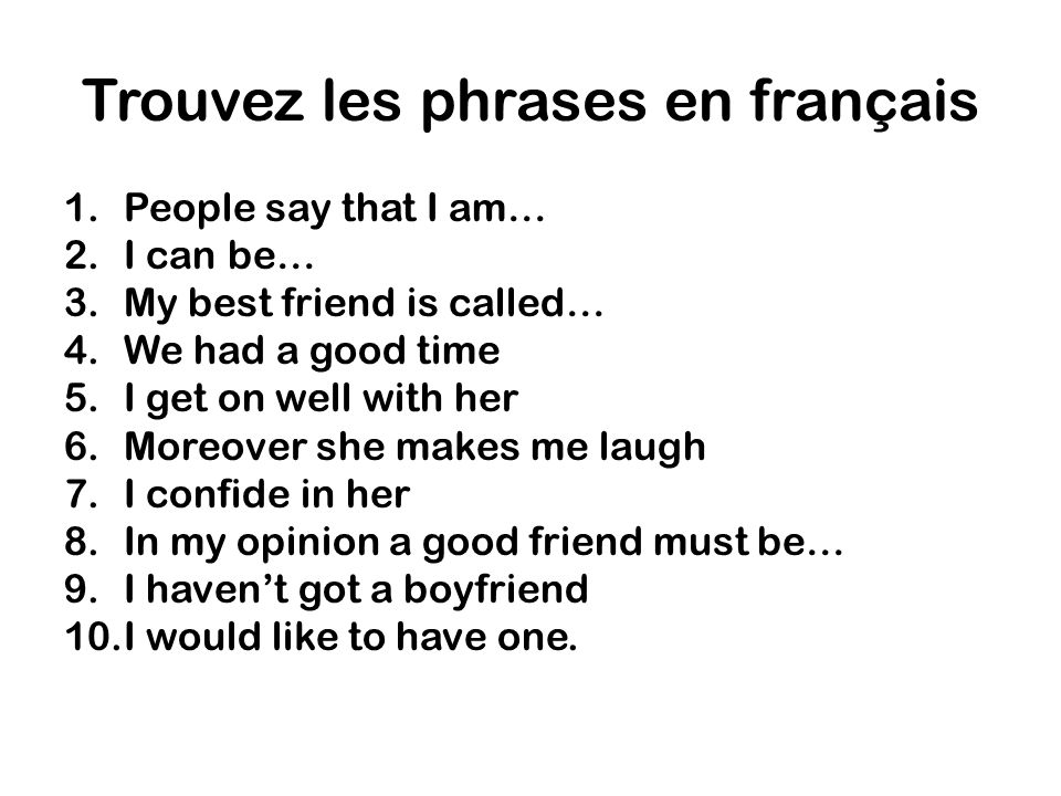 Trouvez les phrases en français