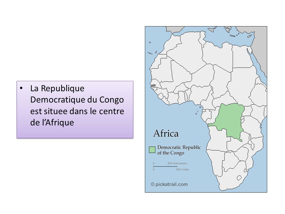 La Republique Democratique du Congo est situee dans le centre de l’Afrique