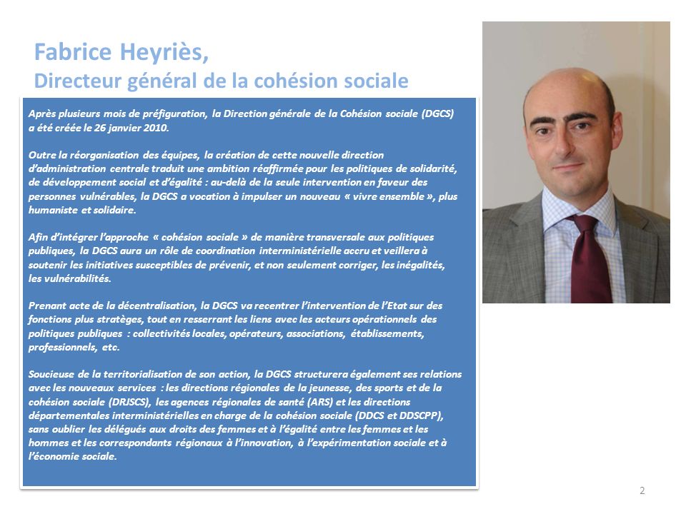 Fabrice Heyriès, Directeur général de la cohésion sociale