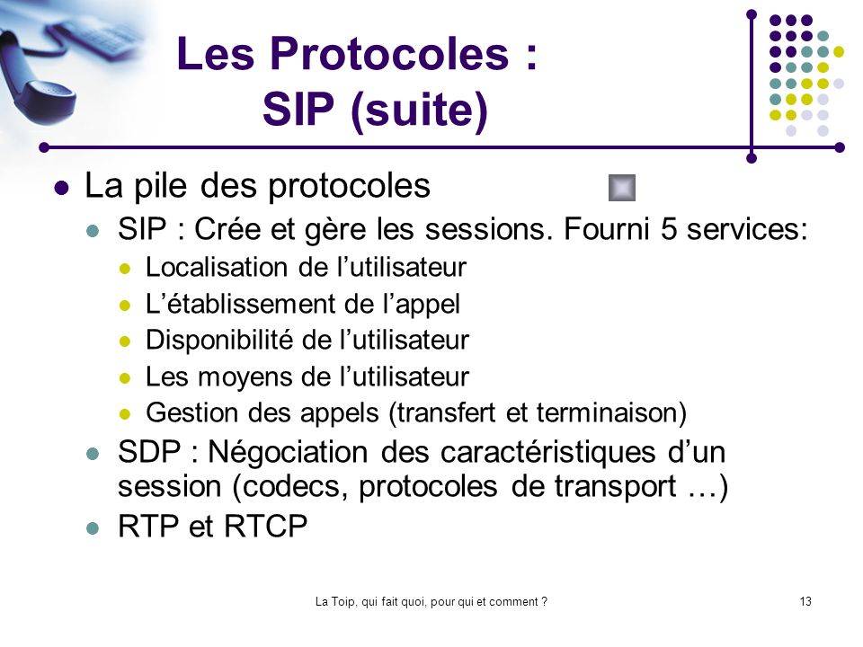 Les Protocoles : SIP (suite)