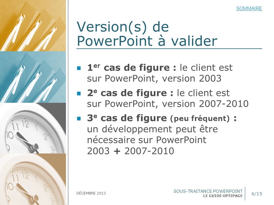 Version(s) de PowerPoint à valider