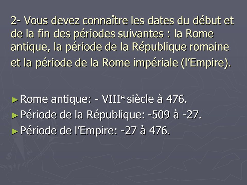 Rome antique: - VIIIe siècle à 476.