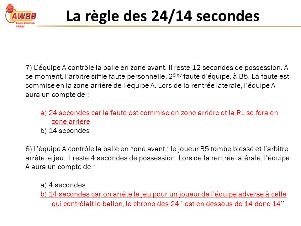 La règle des 24/14 secondes