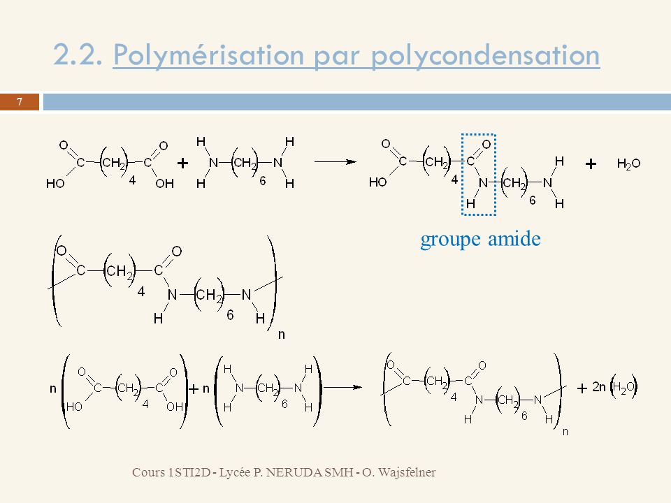 2.2. Polymérisation par polycondensation