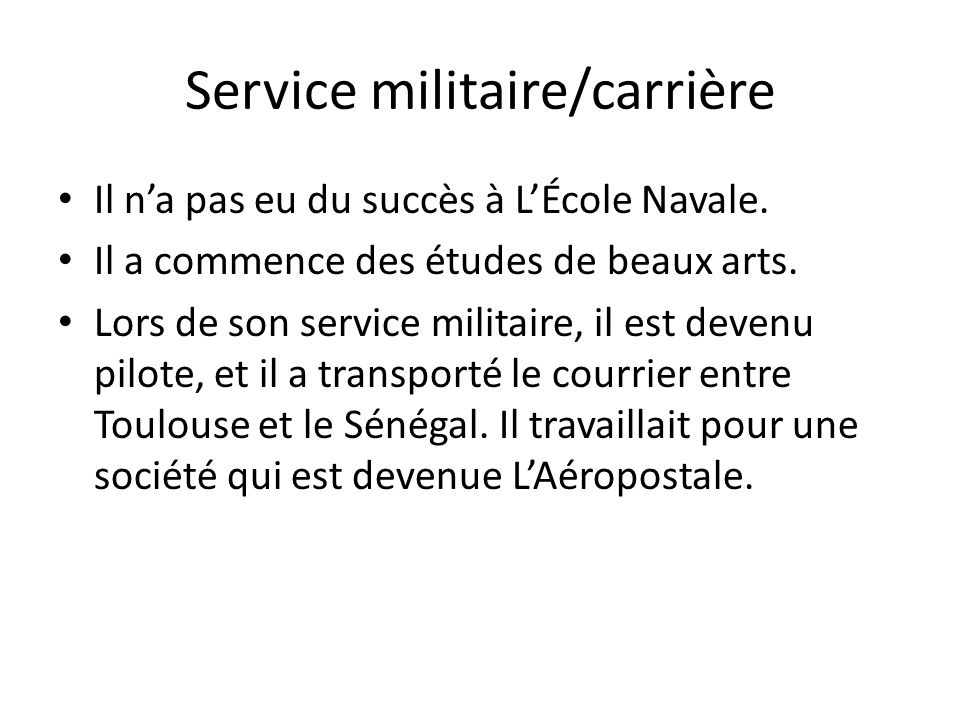 Service militaire/carrière
