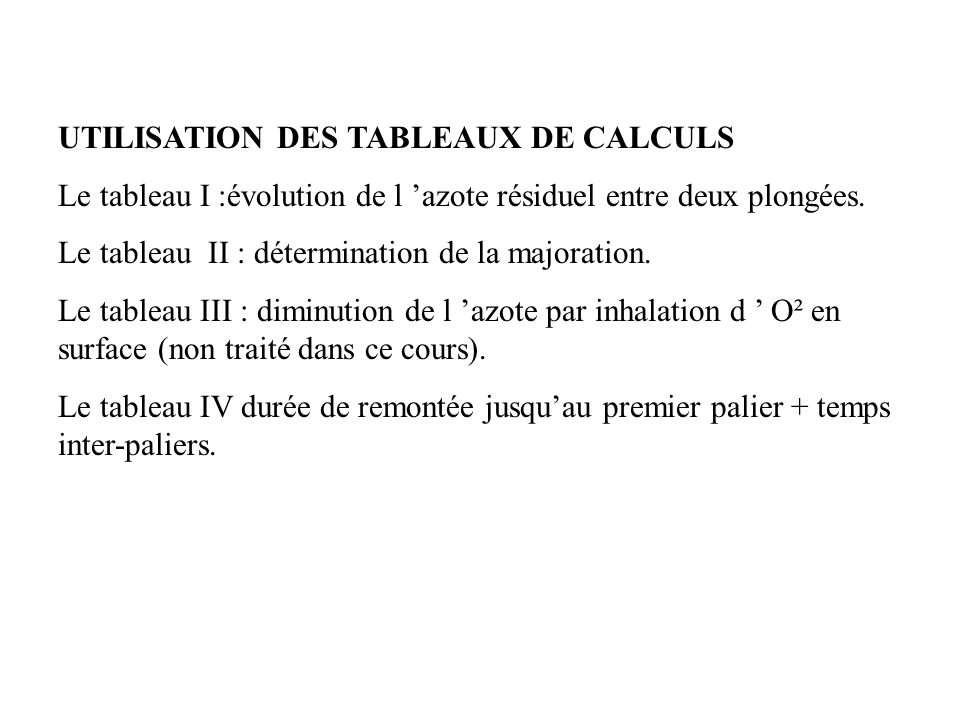 UTILISATION DES TABLEAUX DE CALCULS