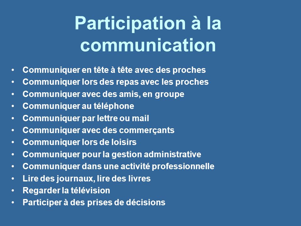 Participation à la communication