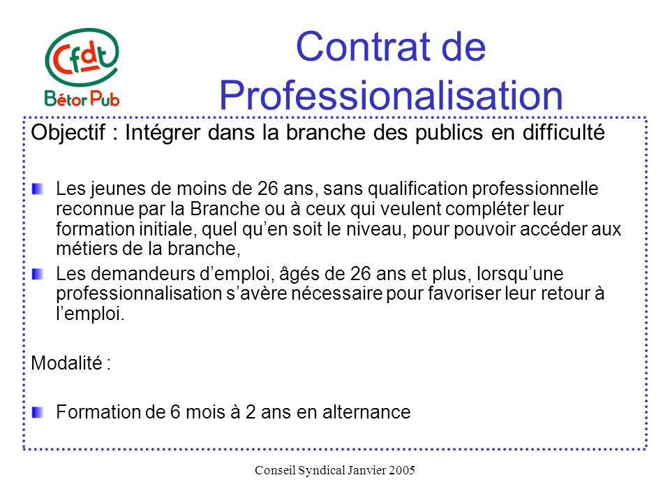 Contrat de Professionalisation