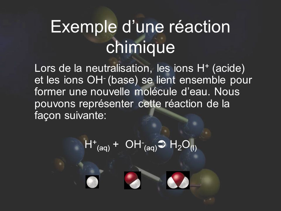 Exemple d’une réaction chimique