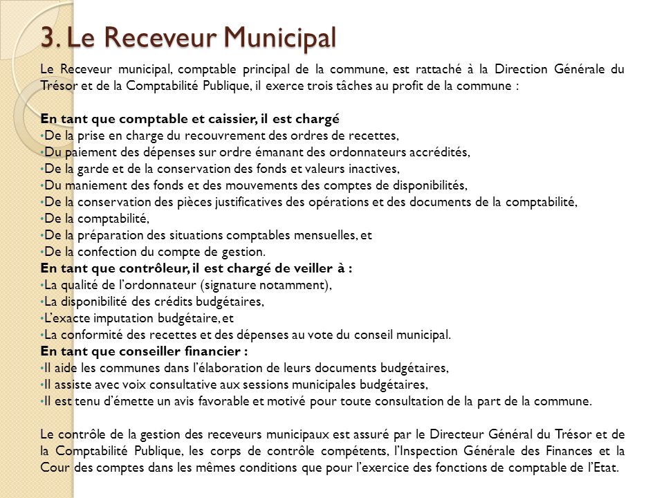 3. Le Receveur Municipal