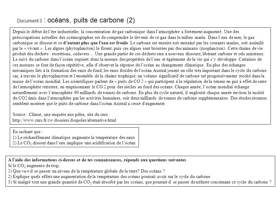 Document 3 : océans, puits de carbone (2)