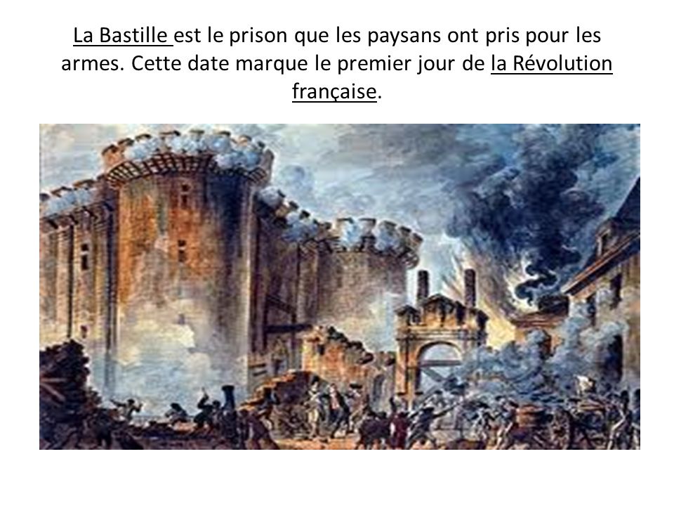 La Bastille est le prison que les paysans ont pris pour les armes