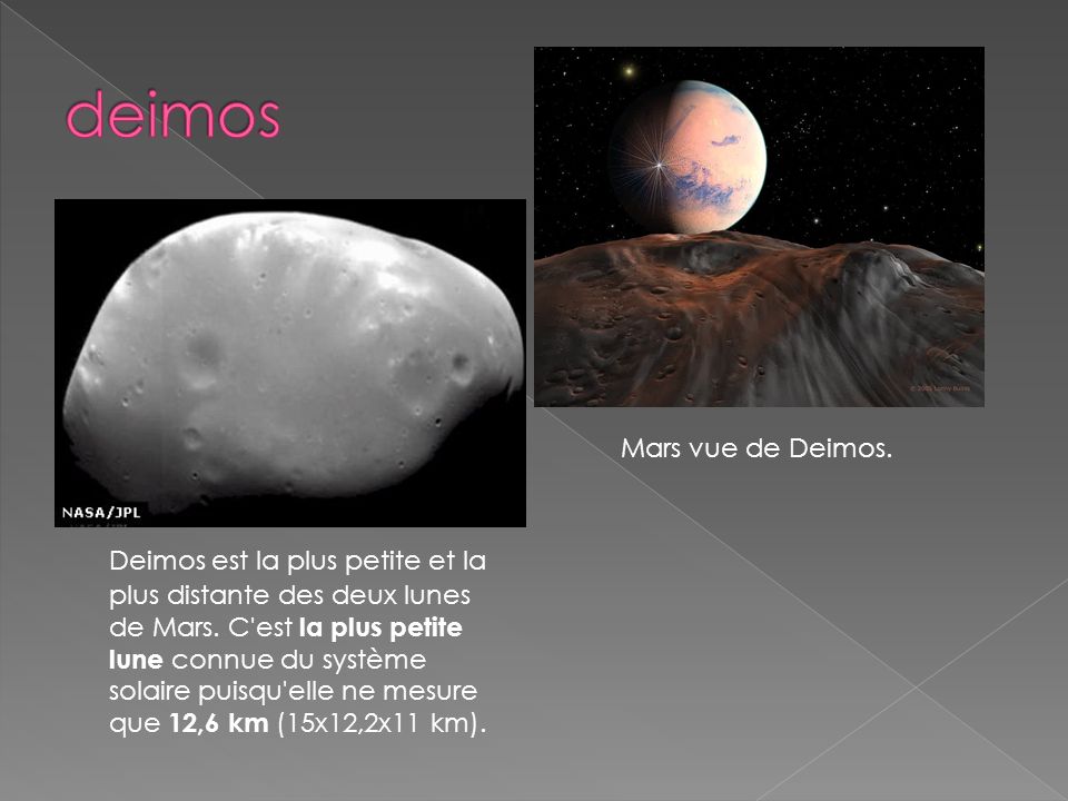 deimos Mars vue de Deimos.