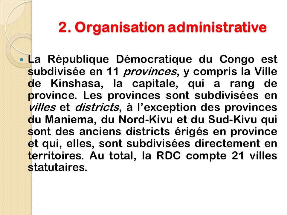 2. Organisation administrative
