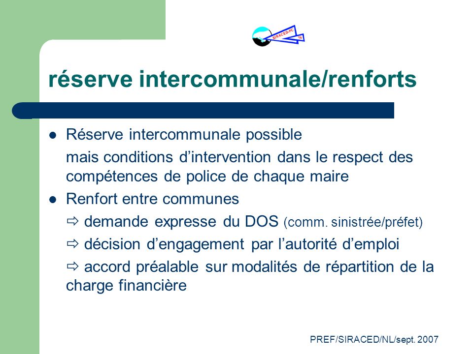 réserve intercommunale/renforts