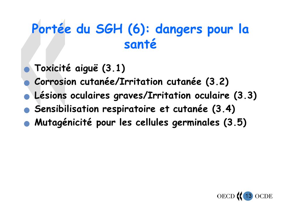 Portée du SGH (6): dangers pour la santé