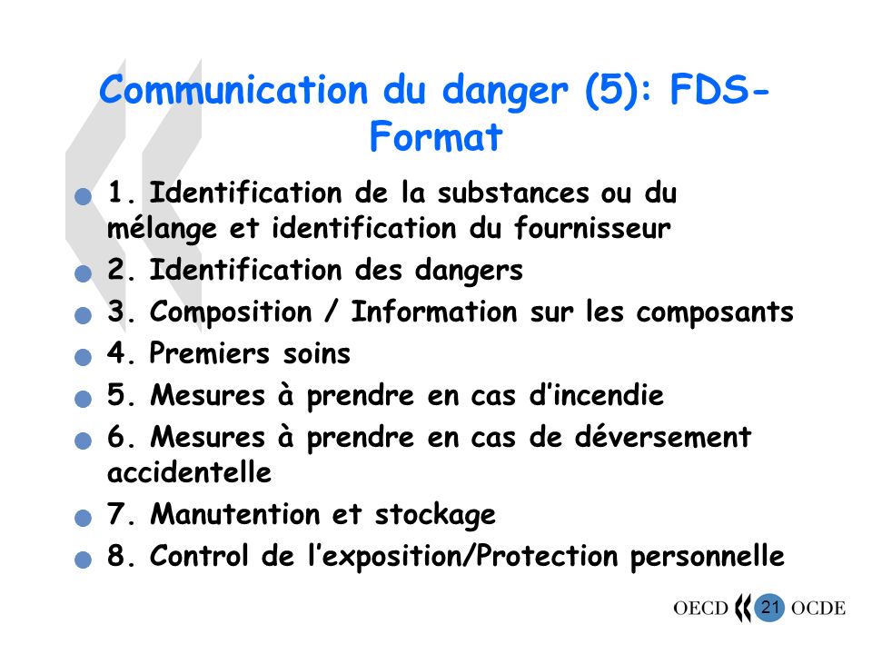 Communication du danger (5): FDS- Format