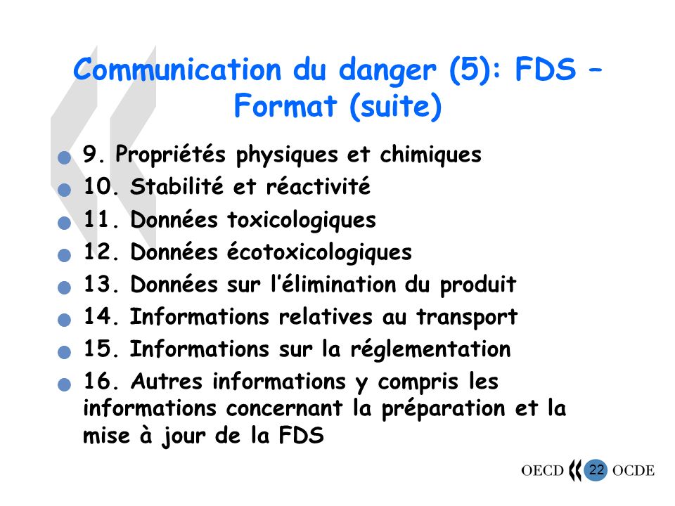 Communication du danger (5): FDS – Format (suite)