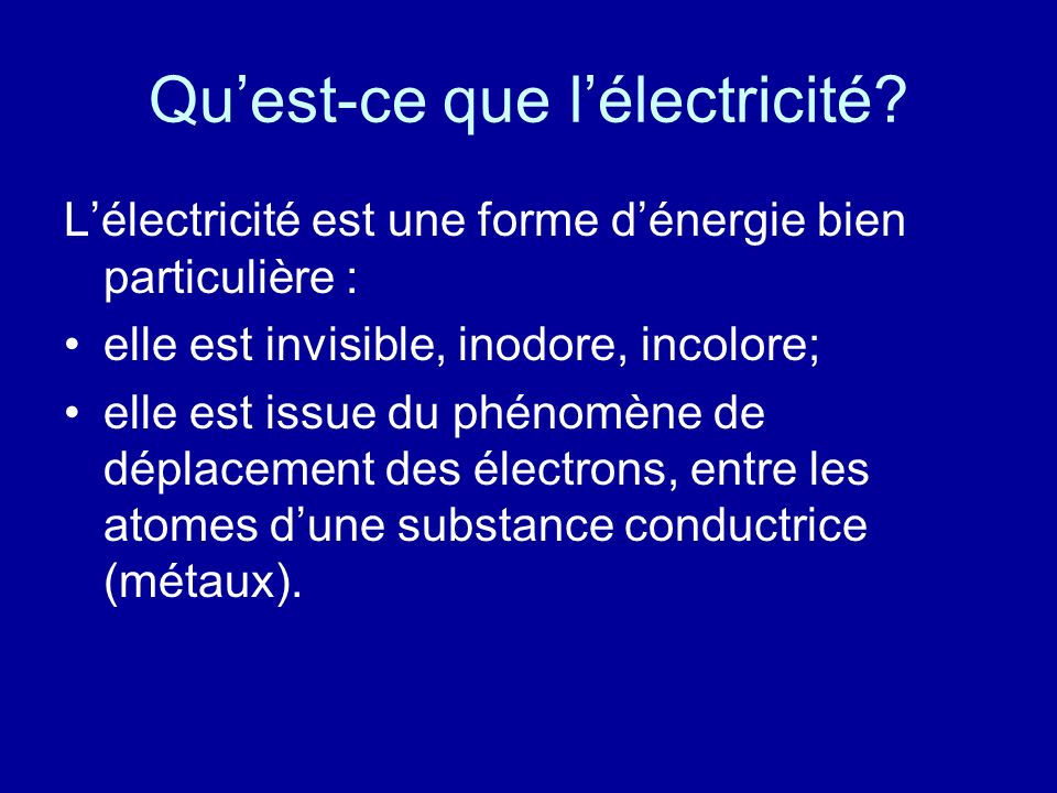 Qu’est-ce que l’électricité