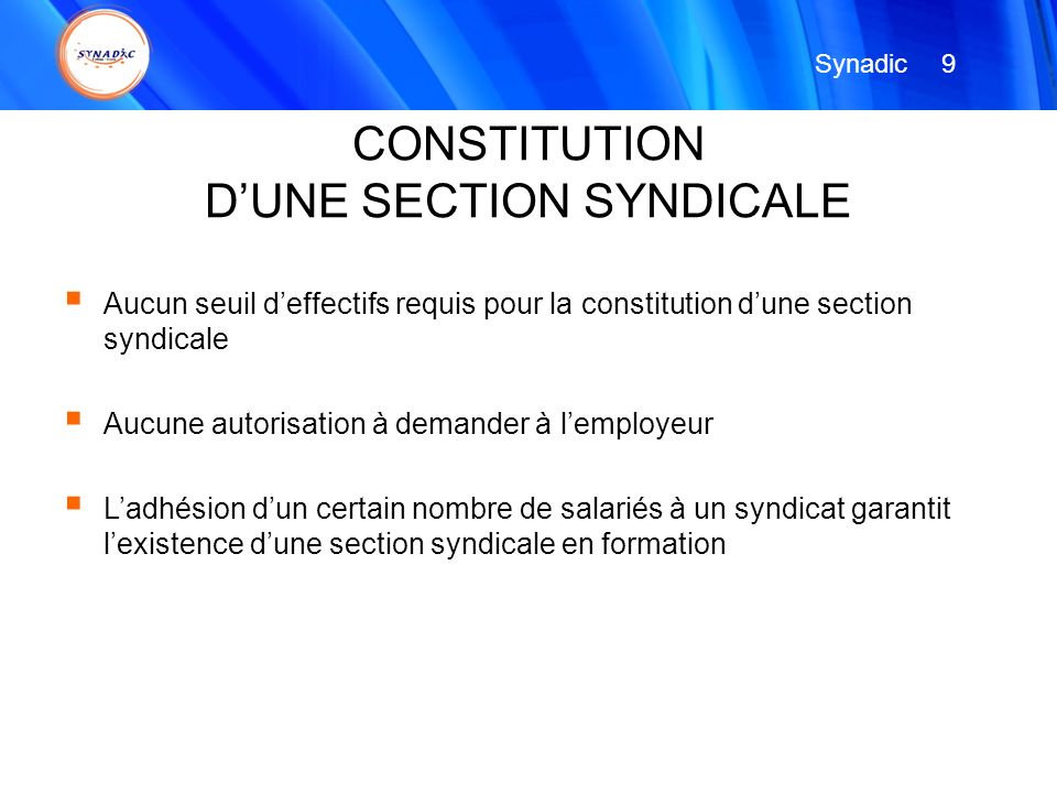 D’UNE SECTION SYNDICALE